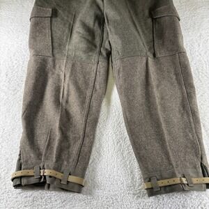 Rare VTG Military Cargo Wool Green Pants 38x32 70s 80s Army Button Fly Adjust
